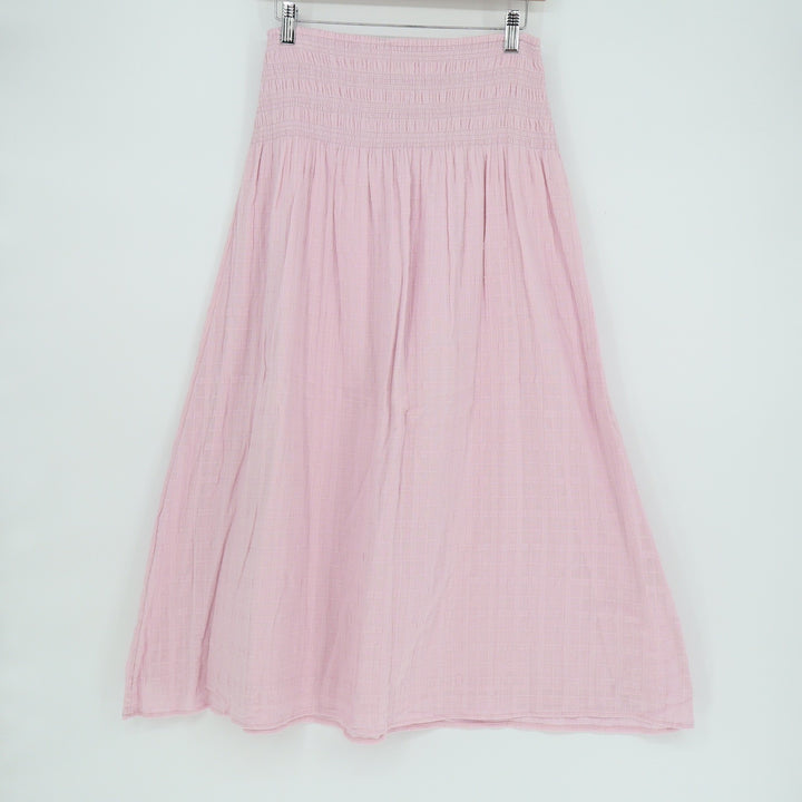 American Eagle Pink Smocked Waist Cotton Gauze Midi Skirt XS