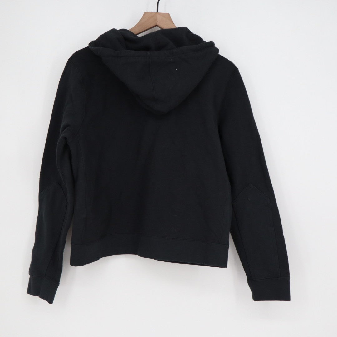 American Giant Hoodie Women Small Black Full Zip Cotton Logo Drawstring Rib Hem