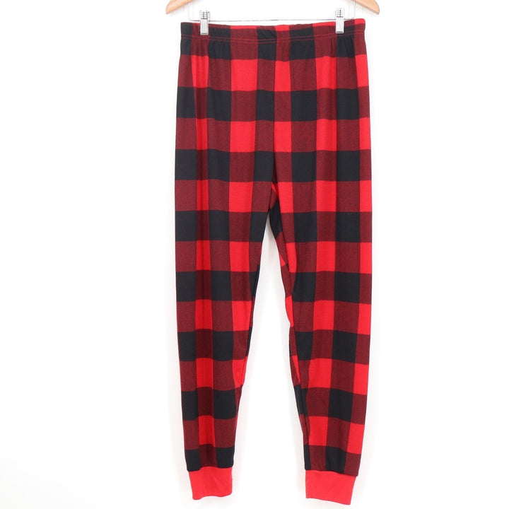 PJ Place Red Black Buffalo Plaid Pajama Pants Adult Medium Waffle Knit Lounge