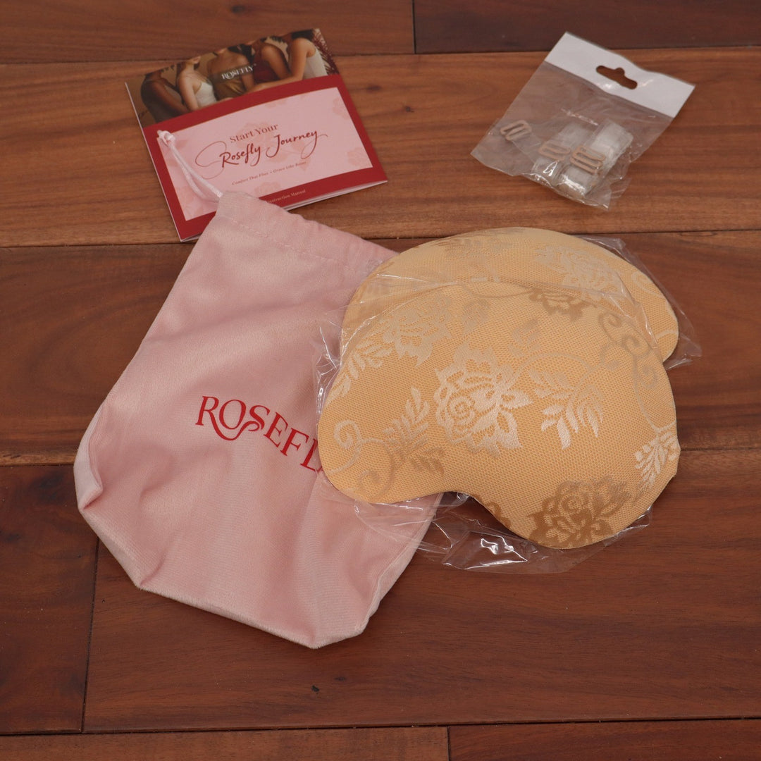 Rosefly Push Up Adhesive Bra Nude Floral Lace Wing Shape Size D