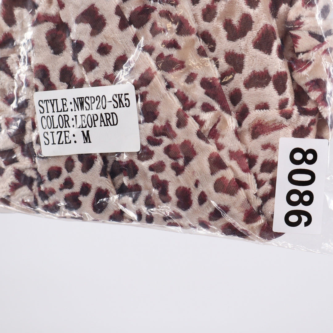 Naked Wardrobe Leopard Print Ruched Ruffle Mini Skirt Brown Tan Medium