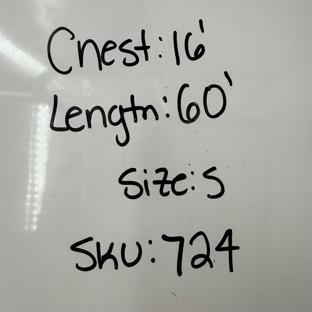 Handwritten text on a white background with measurements and product details.