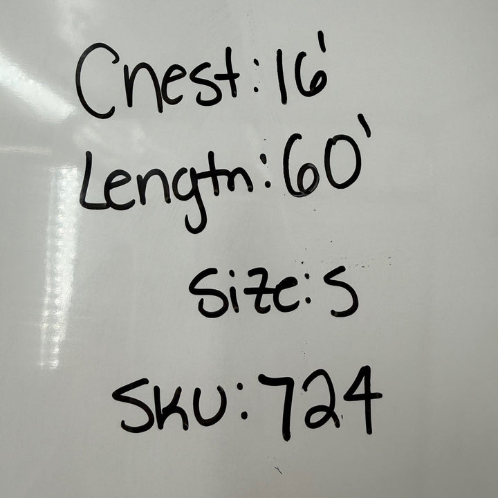 Handwritten text on a white background with measurements and product details.