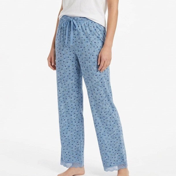Free People Intimates Pajama Pants Womens W26 Blue Floral Stretch Drawstring