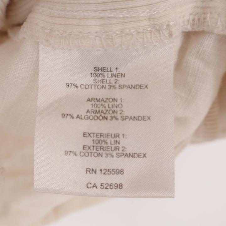 Ellen Tracy Womens XL Cream Linen Blend Roll Tab Button Down Shirt Mixed Media
