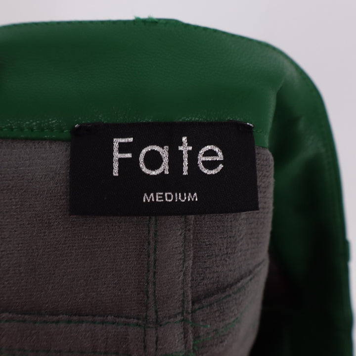 Fate Cross Your Mind Mini Skirt Women Medium Hunter Green Faux Leather 5-Pockets