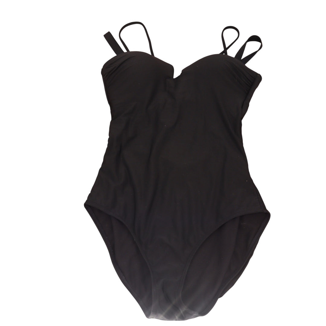 Athleta One Piece Swimsuit Women's S Sweetheart Cutout Black Ruched Excellent
