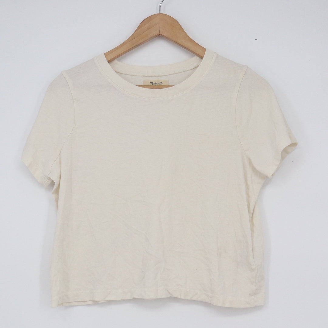Madewell Womens XS Cream Off White 100% Cotton Short Sleeve Crewneck T-Shirt