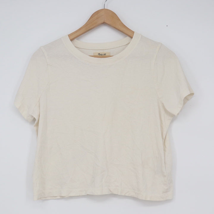 Madewell Womens XS Cream Off White 100% Cotton Short Sleeve Crewneck T-Shirt