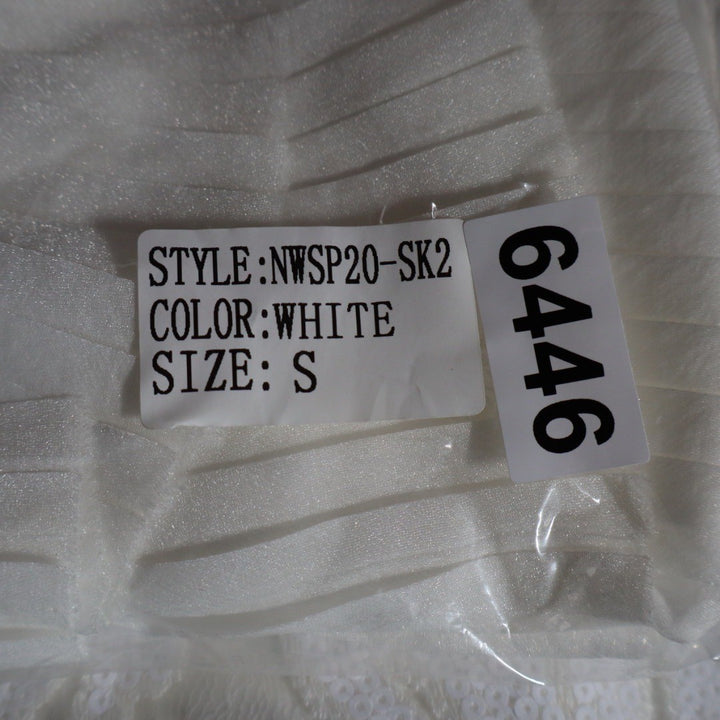 Naked Wardrobe White Floral Sequin Pleated Mini Skirt Womens Small