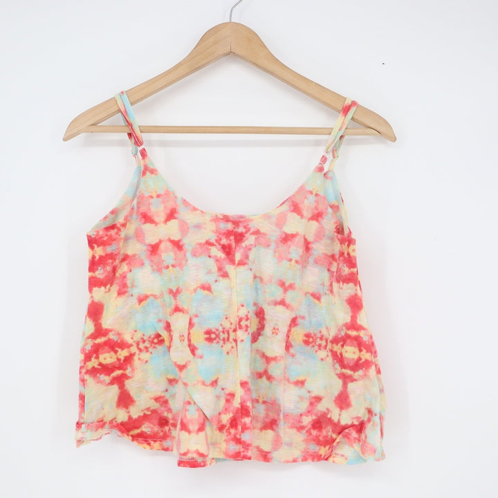 Liberty Love Pink Yellow Blue Tie Dye Cami Tank Top Adjustable Straps Size M