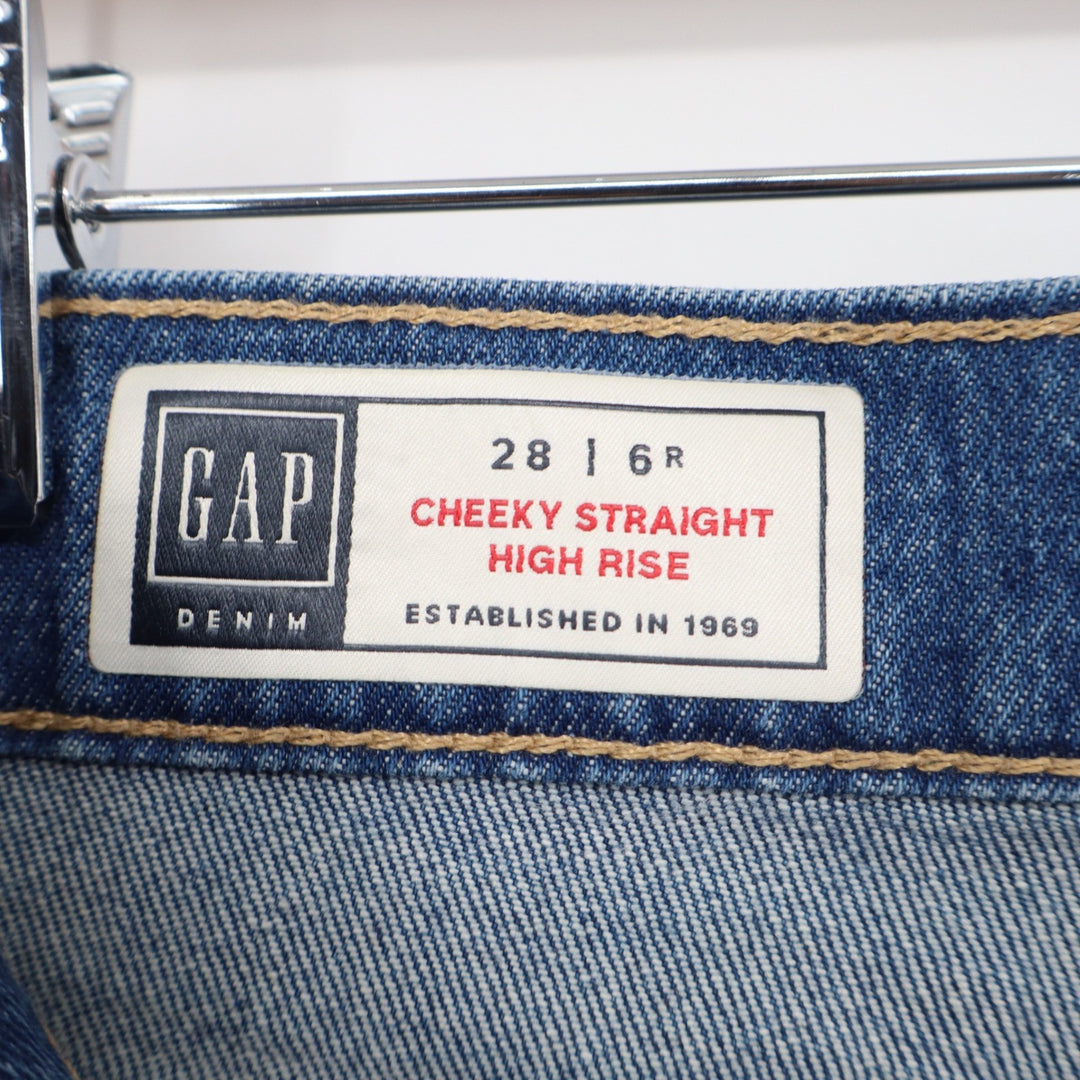 Gap Cheeky Straight High Rise Distressed Blue Denim Jeans Womens Size 28 6R