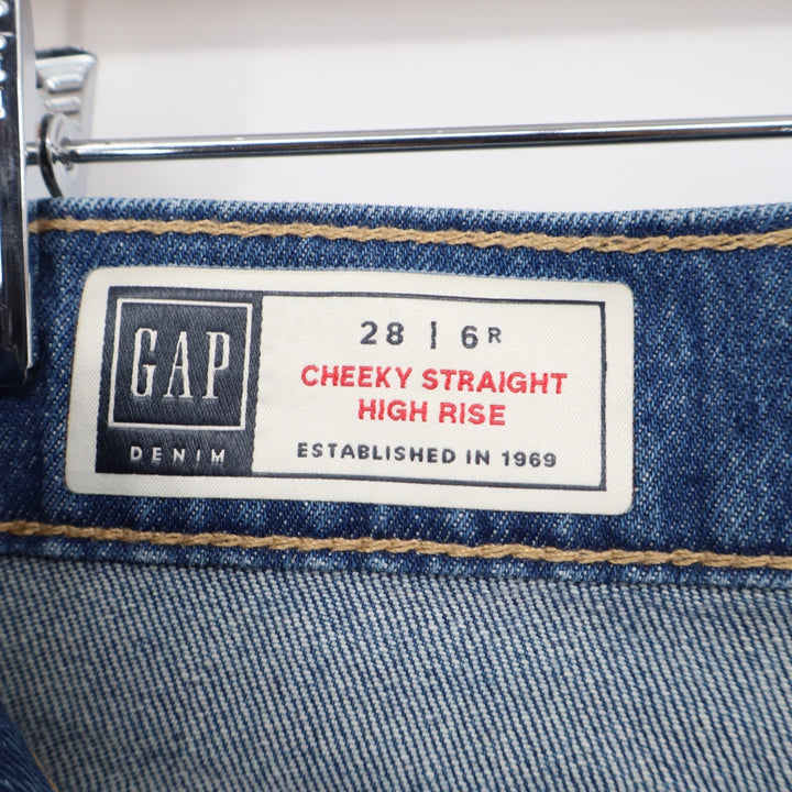 Gap Cheeky Straight High Rise Distressed Blue Denim Jeans Womens Size 28 6R