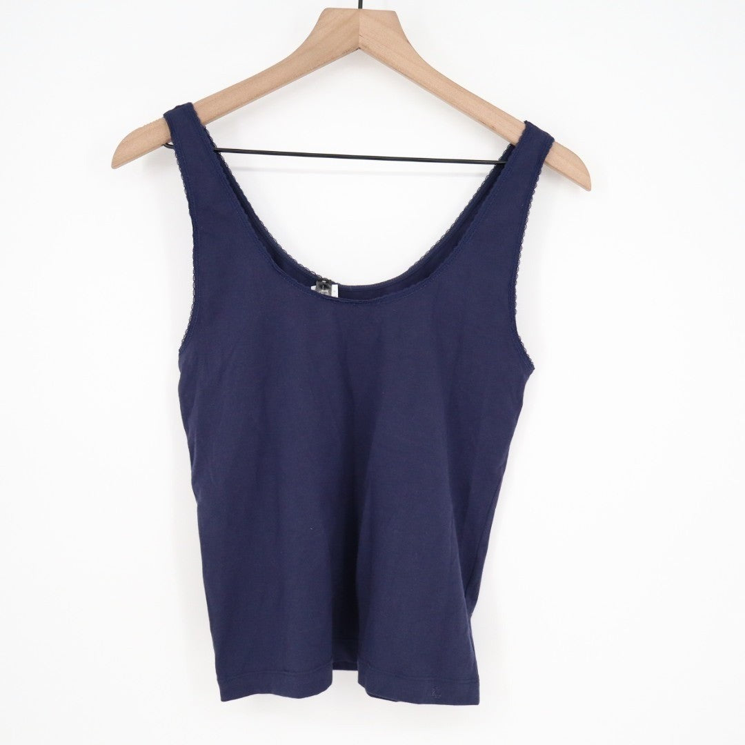 Lauren Ralph Lauren Camisole Top Womens Medium Navy Stretch Scoop Neck Pullover