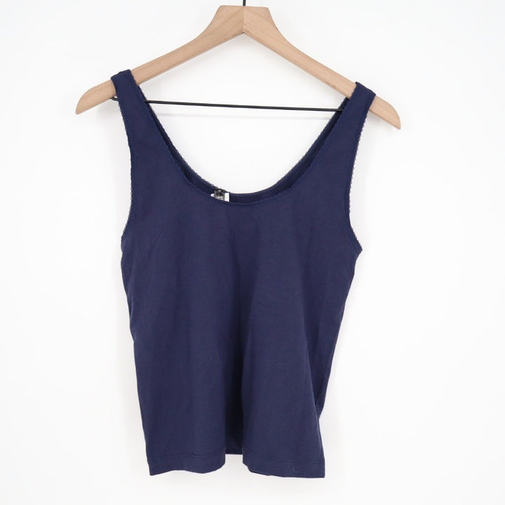 Lauren Ralph Lauren Camisole Top Womens Medium Navy Stretch Scoop Neck Pullover