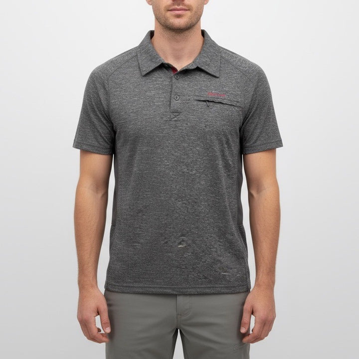 Marmot Heathered Gray Short Sleeve Performance Polo Shirt Mens M
