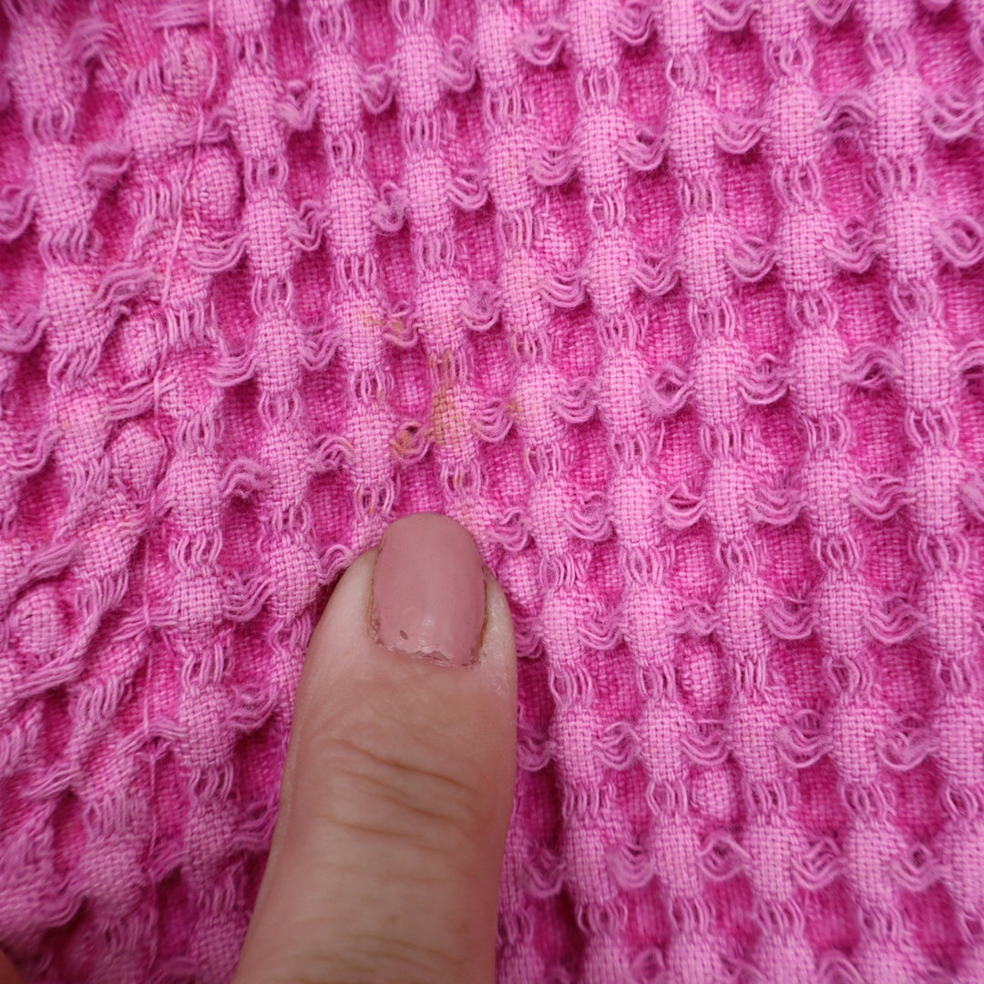 Focus Pink Waffle Knit 100% Cotton Button Front Cardigan Jacket Womens S