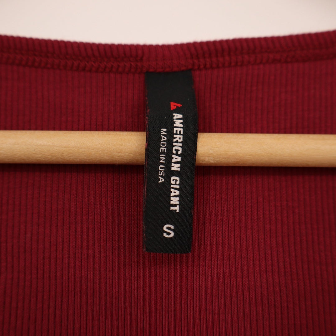American Giant Luxe Rib Cardigan Sweater Womens S Red Cotton Stretch Square Neck