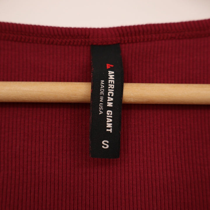 American Giant Luxe Rib Cardigan Sweater Womens S Red Cotton Stretch Square Neck