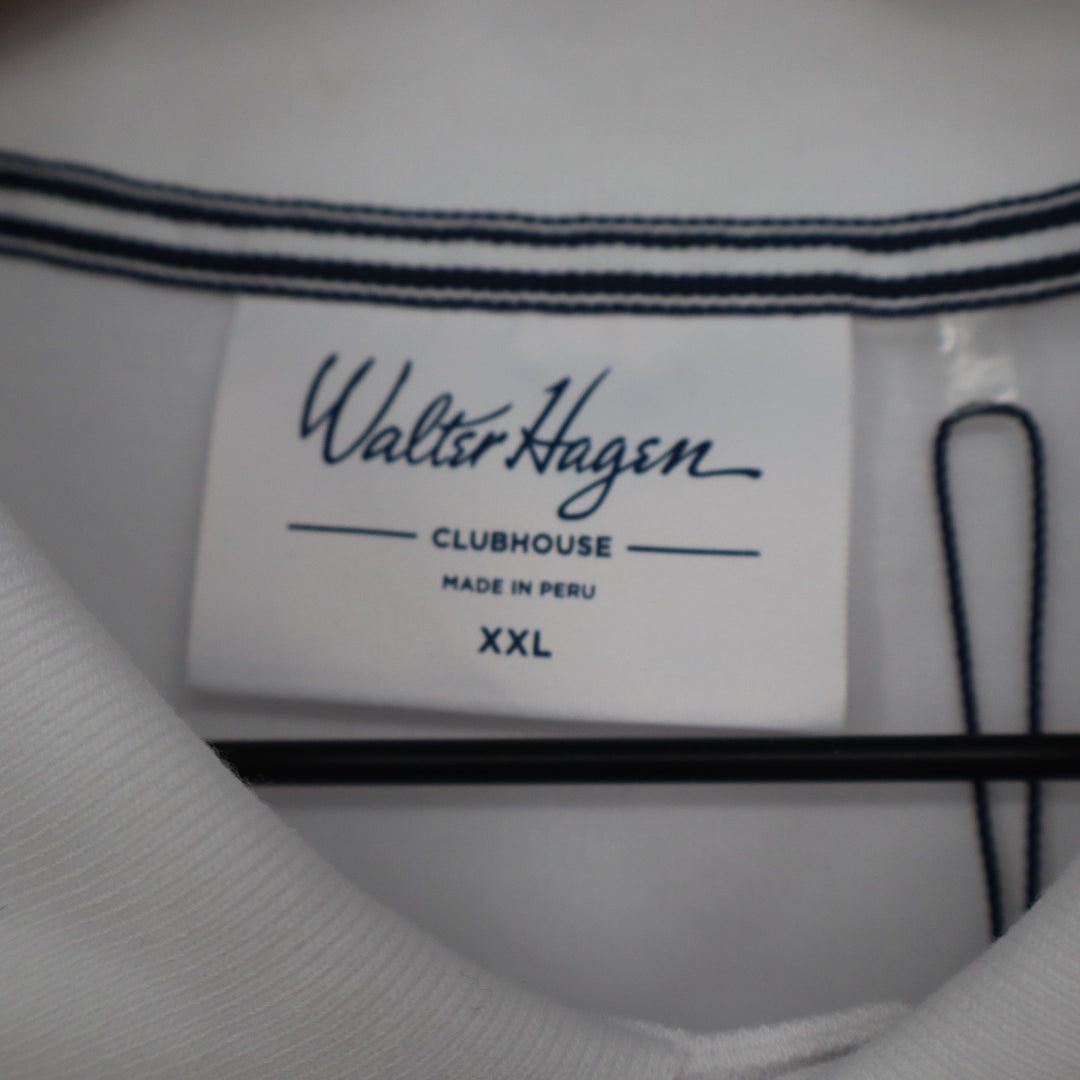 Walter Hagen Clubhouse Solid Pique Polo Mens XXL White Short Sleeve Golf Shirt