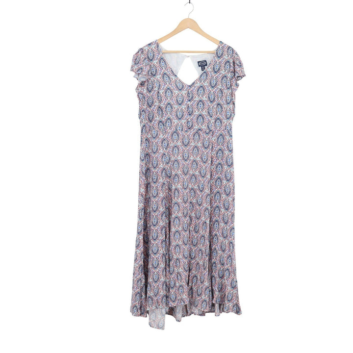 Scoop Womens XXL Multi Color Medallion Paisley V-Neck Midi Dress