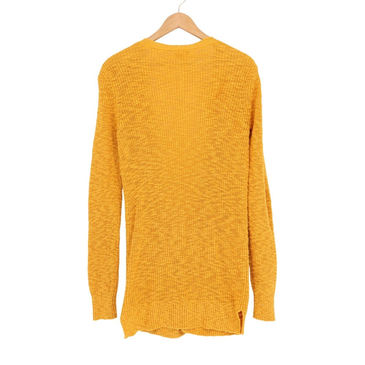 Mossimo Supply Cardigan Sweater Womens M Yellow Cotton Patch Pockets Open Front