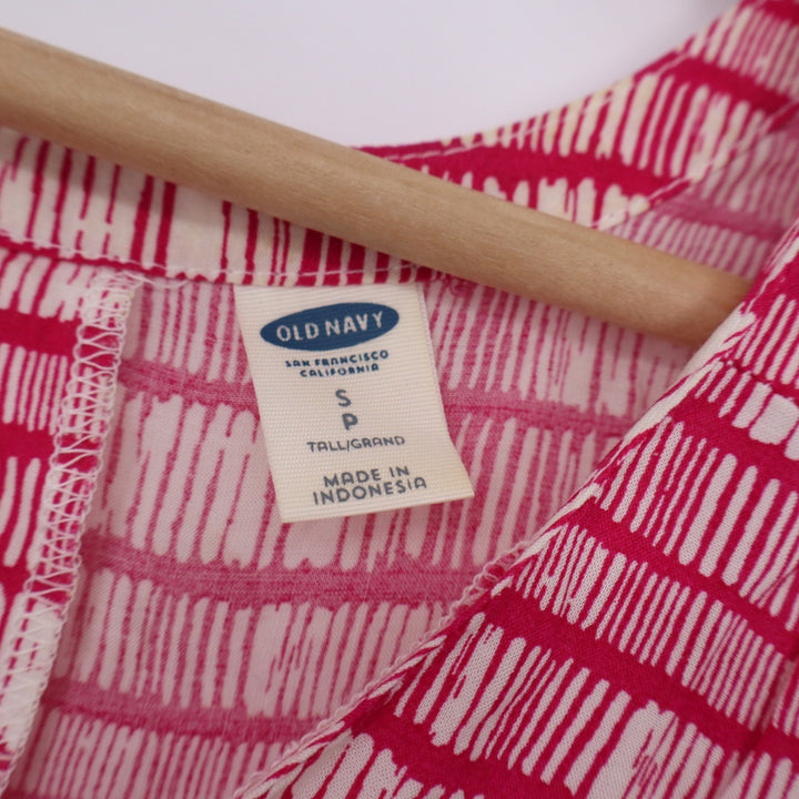 Old Navy Pink Abstract Stripe V-Neck Tank Top Sleeveless Keyhole Small Tall