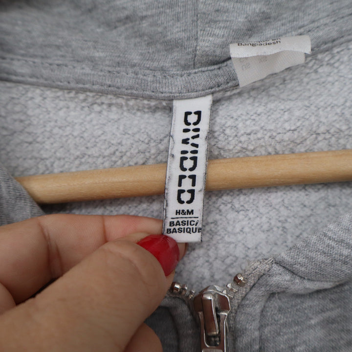H&M Divided Womens XS Heather Grey Zip Up Hoodie Basic Fleece Sweatshirt