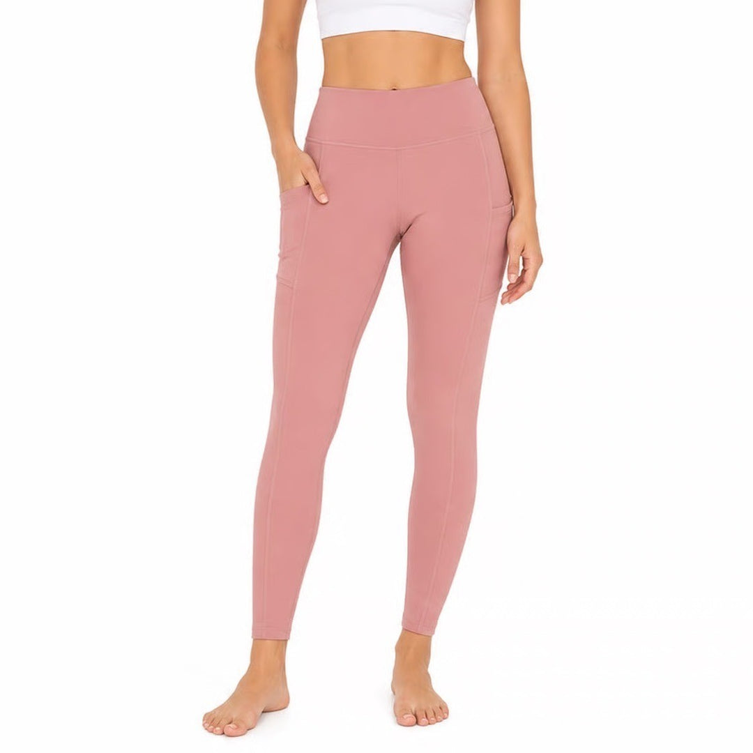Paddington Station Pink High Rise Leggings Womens Medium Side Pockets Activewear