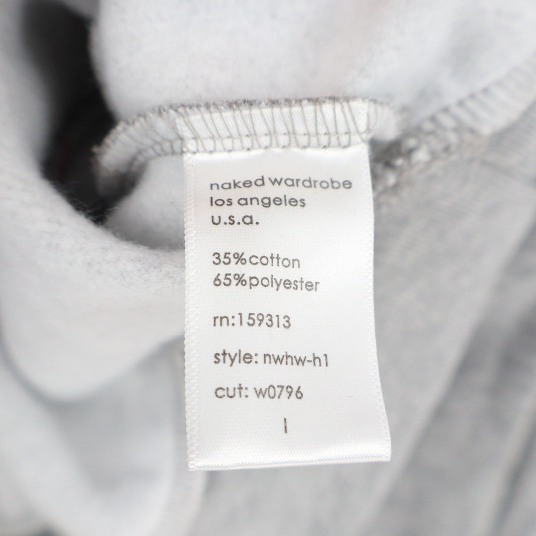 Naked Wardrobe Womens Cropped Hoodie Gray Fleece Lined Sweatshirt L