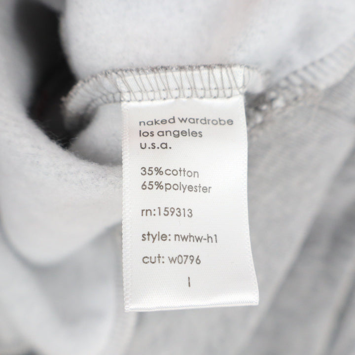 Naked Wardrobe Womens Cropped Hoodie Gray Fleece Lined Sweatshirt L