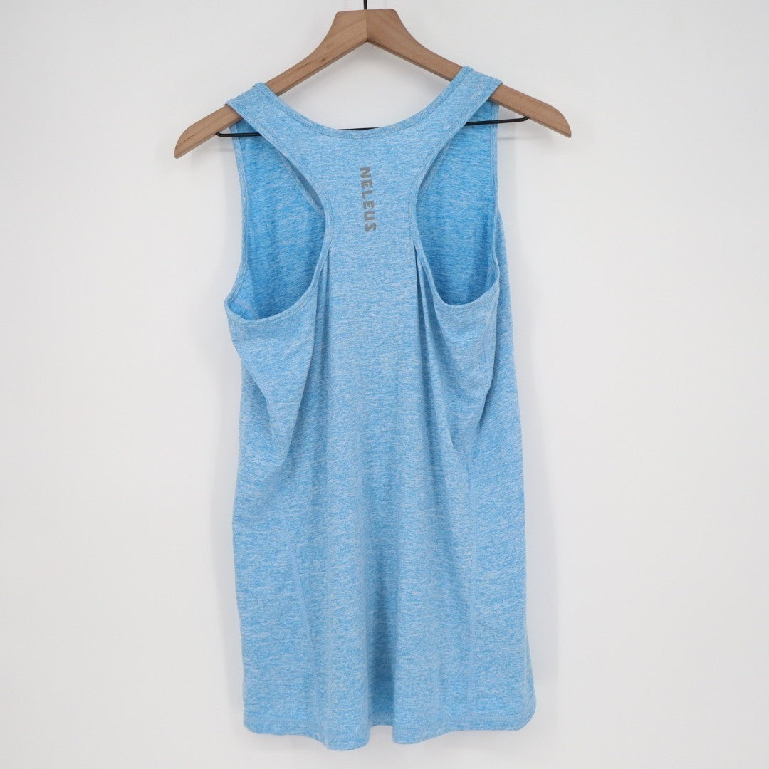 Neleus Tank Top Womens XL Blue Space Dye Racerback Scoop Neck Pullover Active