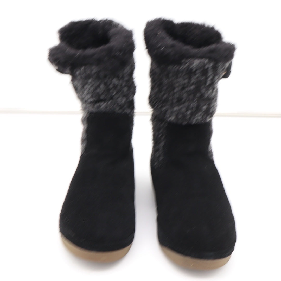 Tara M. Boots Womens 8 Chloe Black Suede Wool Knit Faux Fur Winter Excellent