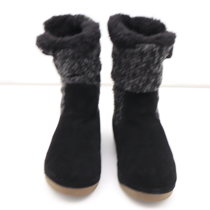 Tara M. Boots Womens 8 Chloe Black Suede Wool Knit Faux Fur Winter Excellent