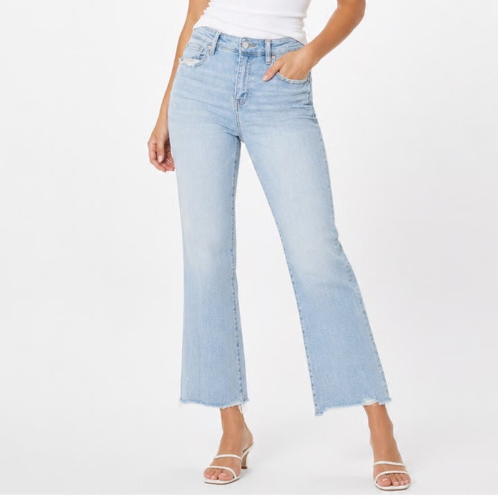 American Eagle Outfitters Jeans Womens 8 Blue Denim Next Level Stretch Raw Hem