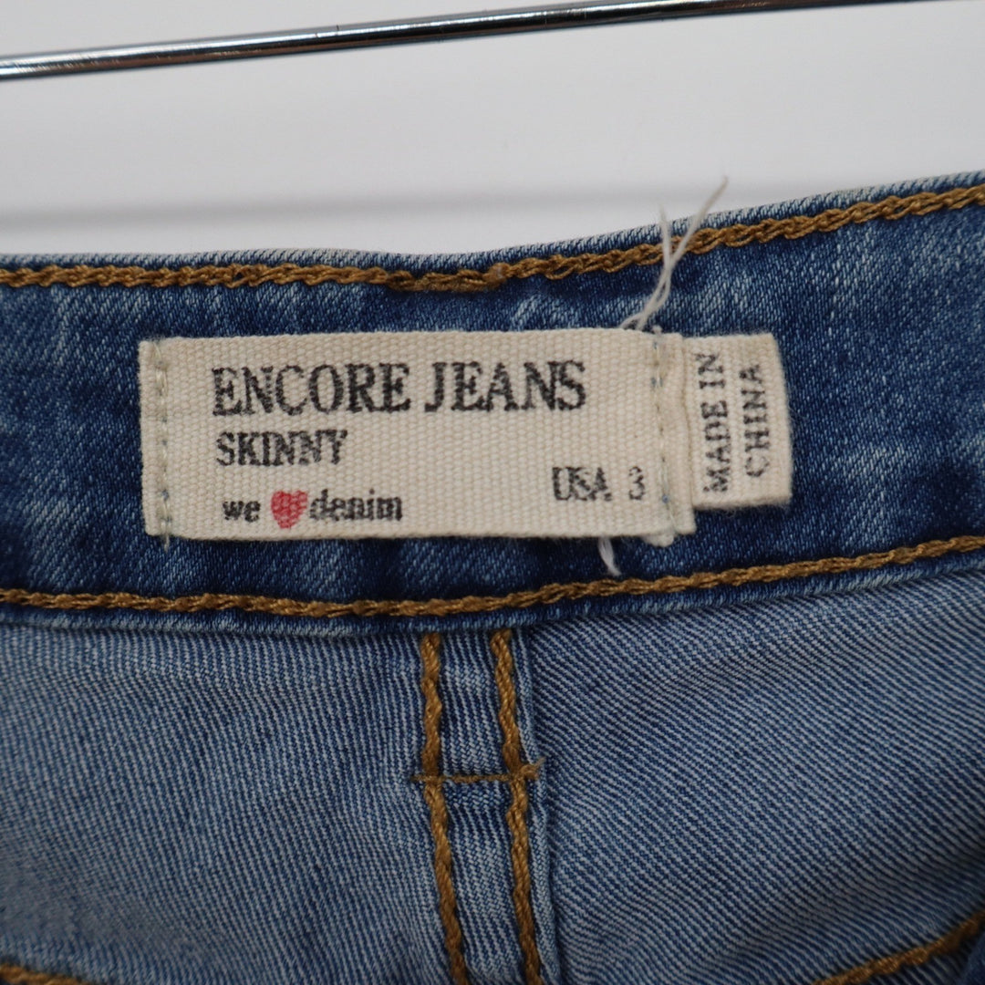 Encore Jeans Womens Skinny Fit Medium Wash Blue Denim