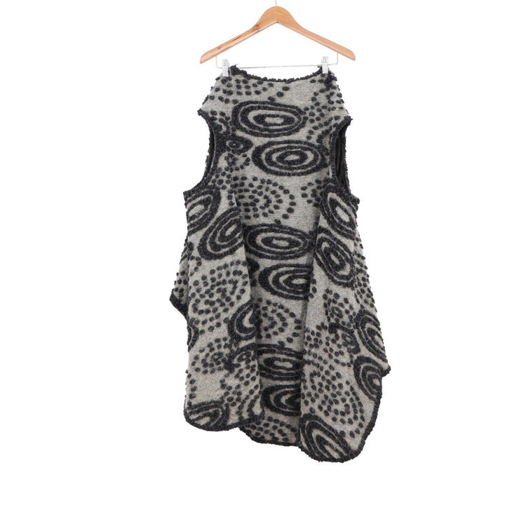Alice V Italy Wool Blend Gray Black Abstract Swirl Popcorn Knit Sweater Vest O/S