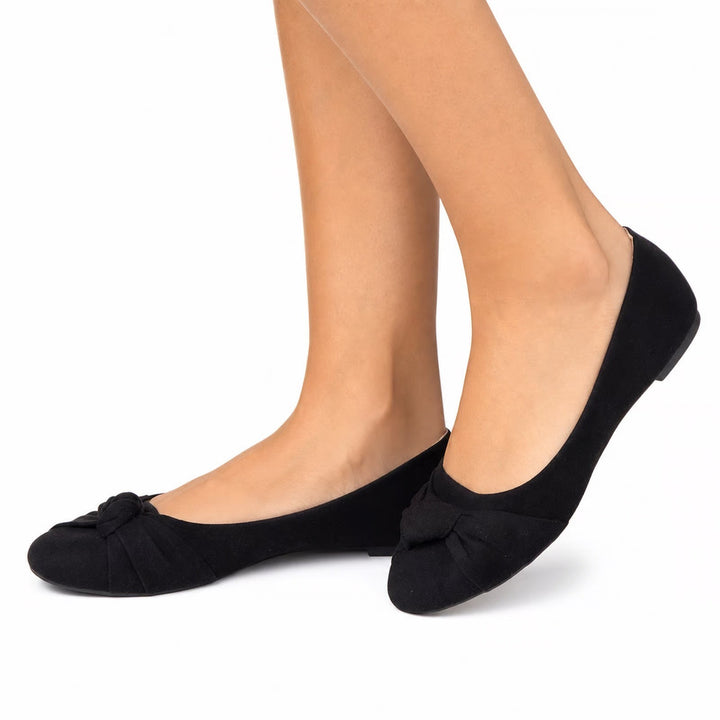 EbicStep Flats Womens 9 Jessica Black Knotted Bow Faux Suede Leopard NEW