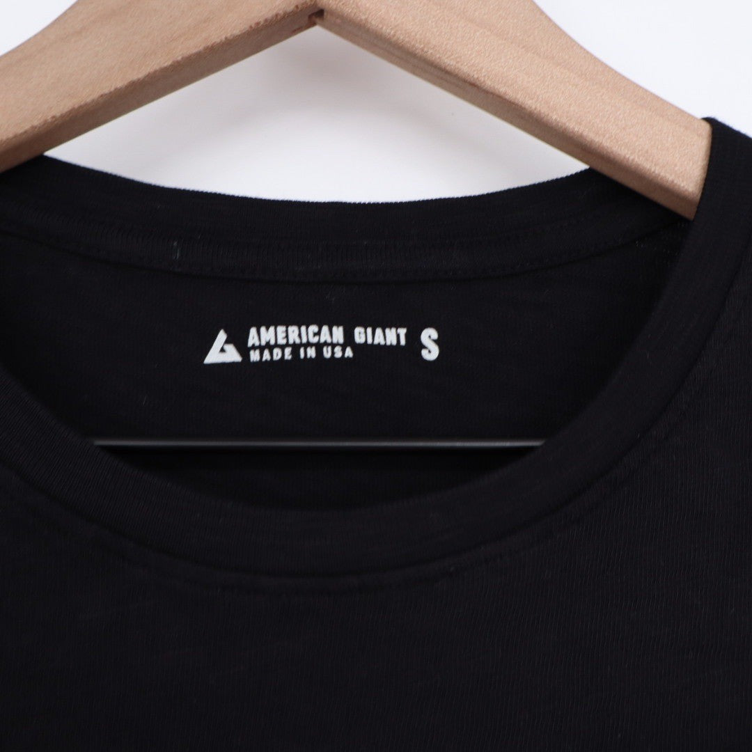 AMERICAN GIANT Womens Black Crew Neck Short Sleeve T Shirt Made in USA Size S