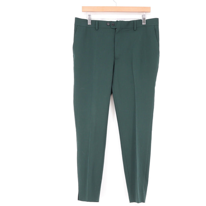 SuitShop Mens Hunter Green Flat Front Suit Pants Trousers 34x27 Wedding Formal