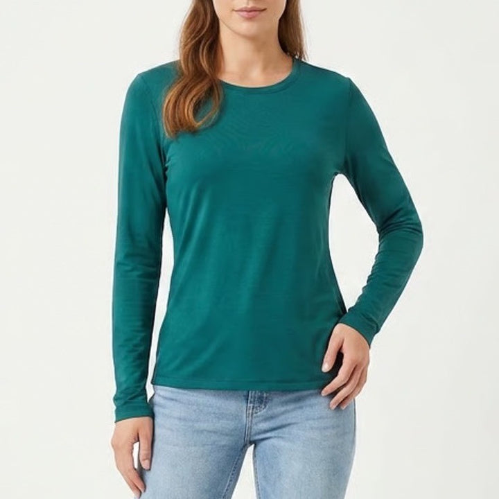 Athletic Works Womens Teal Green Long Sleeve Performance Top Size L 12-14