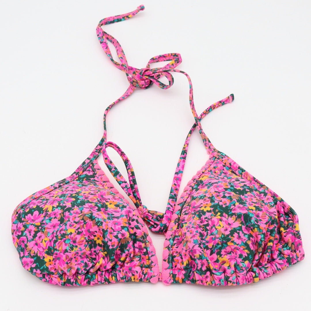 Wild Fable Bikini Top Womens M Triangle Floral Pink Adjustable Straps Excellent