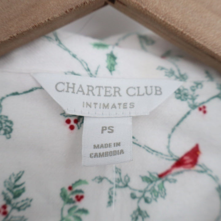 Charter Club Intimates Sleepshirt Womens PS White Floral Stretch Notch Collar