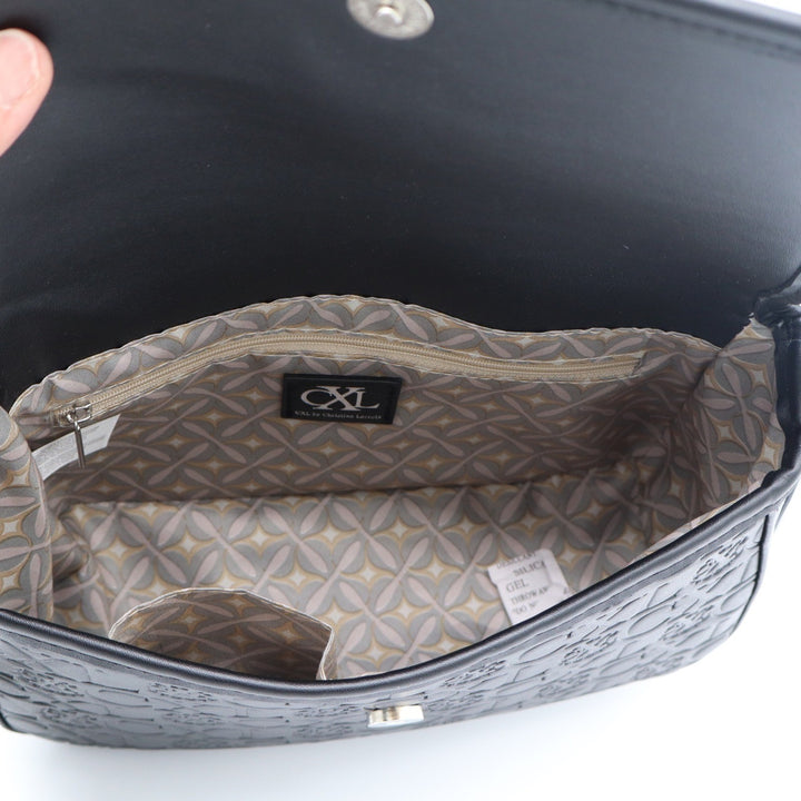 CXL by Christian Lacroix Clara Black Embossed Logo Shoulder Bag