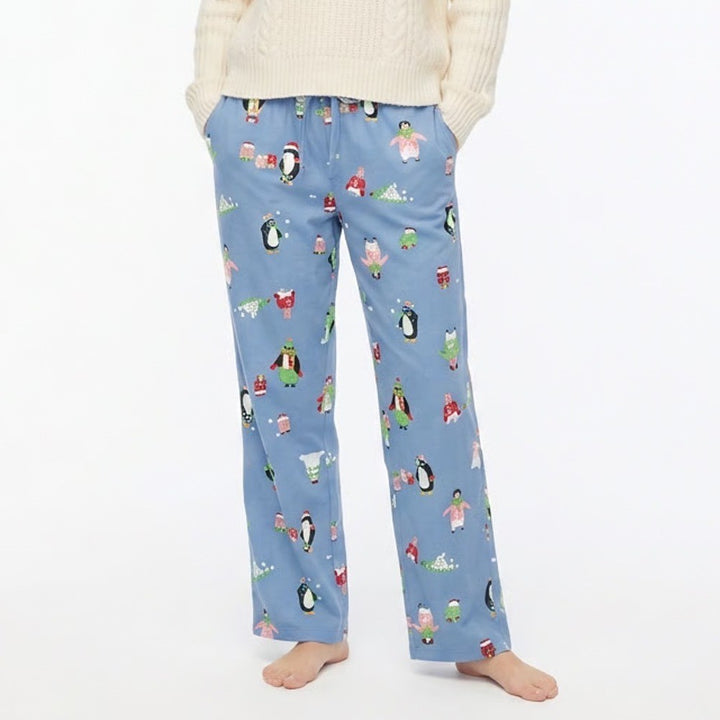 Old Navy Flannel Pajama Pants Womens Medium Blue Printed Cotton Slash Pockets