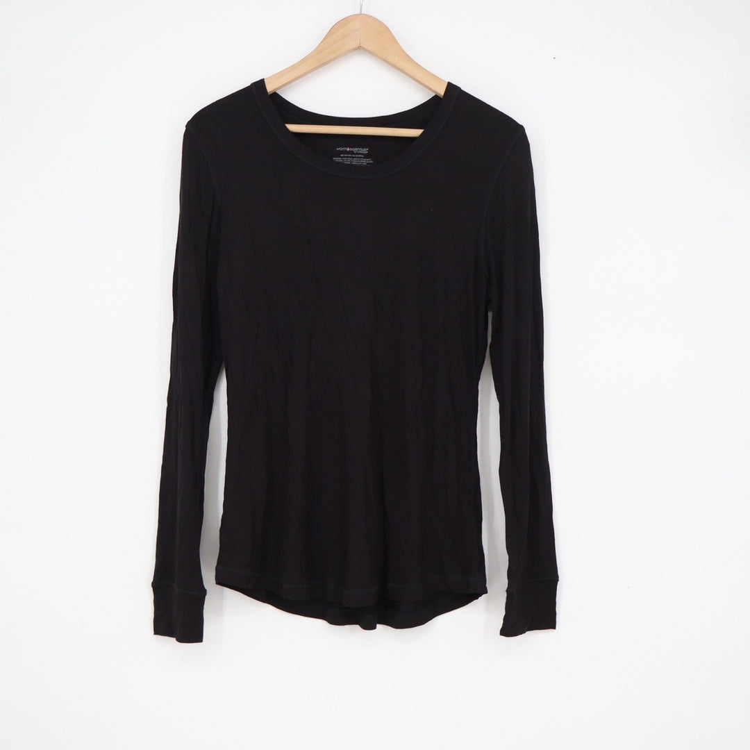 Warm Essentials by Cuddl Duds Womens Black Long Sleeve Base Layer Top Large L