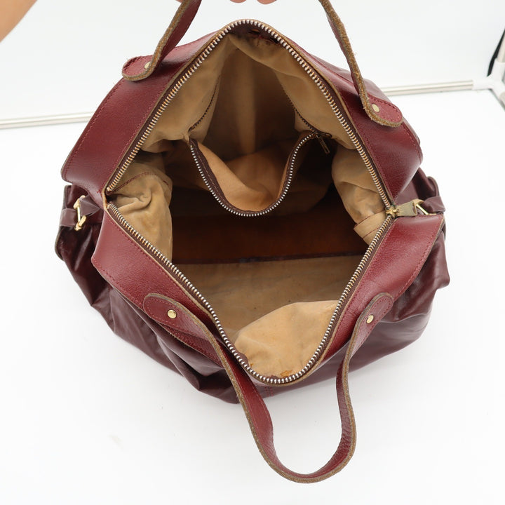 Unbranded Hobo Bag Womens OS Slouchy Burgundy Leather Large Zip Top Good