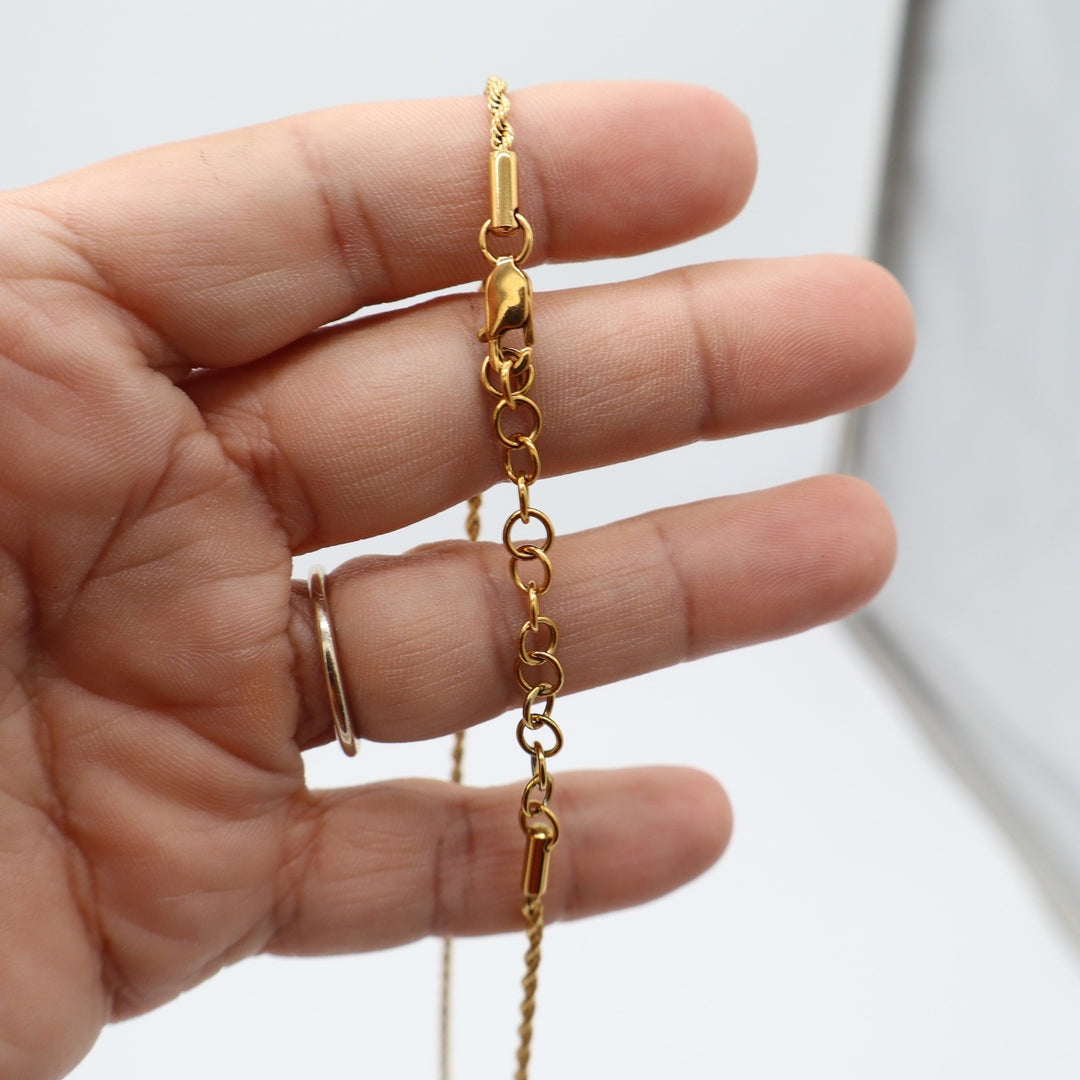 Unbranded Rope Chain Necklace Unisex OS Gold Tone Twisted Link Adjustable Exc