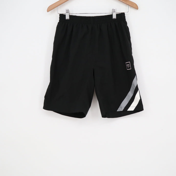 Arena Mens Black Athletic Swim Shorts Striped Graphic Size M