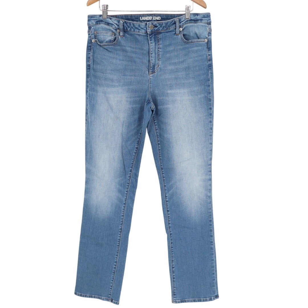 Lands' End Jeans Womens 16 blue denim Cotton Stretch Preppy 5-Pockets Skinny Leg